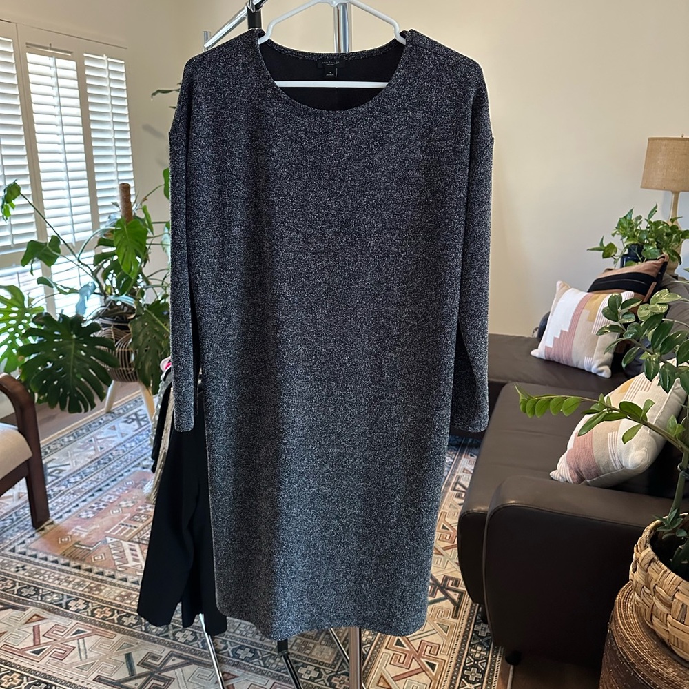 Ann Taylor Factory Black and Charcoal Gray Belted Dress Size M - Picture 5 of 10